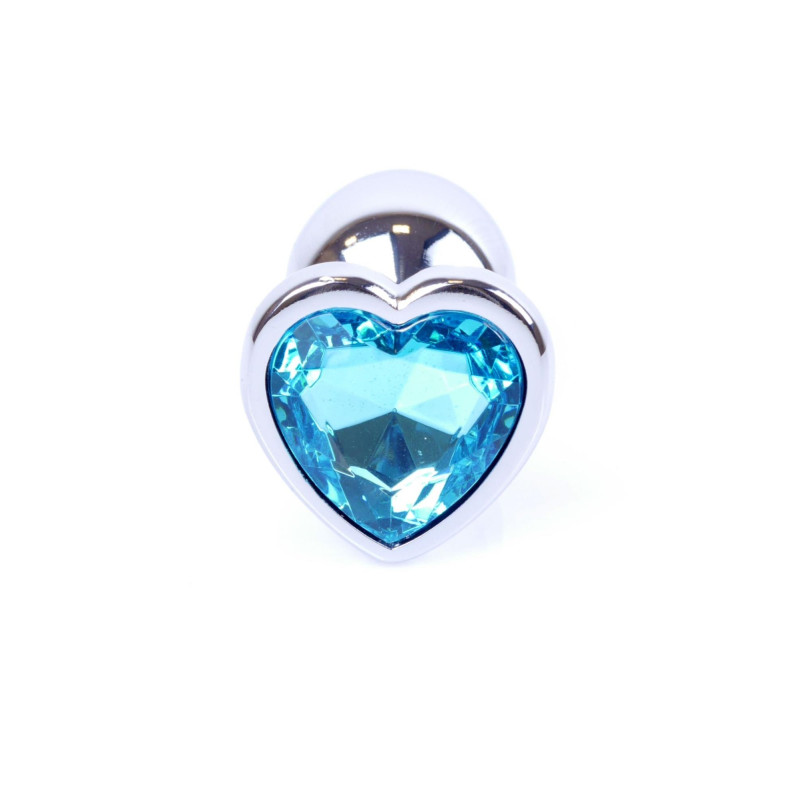 Анальна пробка B - Series HeavyFun Heart Jewellery Silver Plug, діаметр 2,7 см, довжина 7 см, Blue