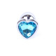 Анальна пробка B - Series HeavyFun Heart Jewellery Silver Plug, діаметр 2,7 см, довжина 7 см, Blue
