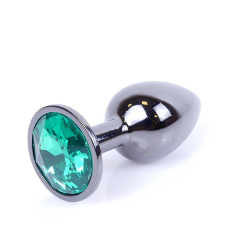 Анальная пробка B – Series HeavyFun Classic Jewellery Dark Silver Plug, диаметр 2,7 см, длина 7 см, Green
