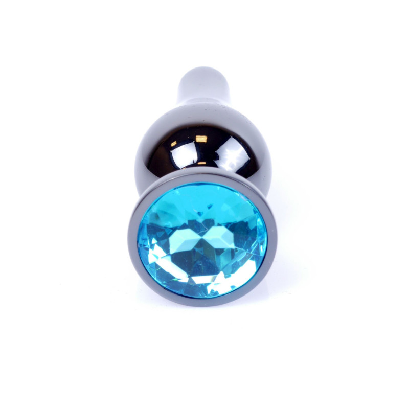 Анальная пробка B - Series HeavyFun Long Jewellery Dark Silver Plug, диаметр 3 см, длина 9,5 см, Blue