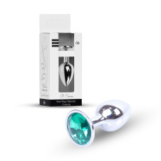 Анальная пробка B – Series HeavyFun Classic Jewellery Silver Plug, диаметр 2,7 см, длина 7 см, Green