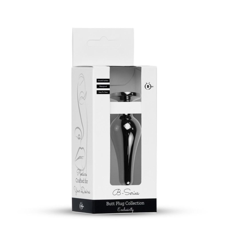 Анальная пробка B - Series HeavyFun Long Jewellery Dark Silver Plug, диаметр 3 см, длина 9,5 см, Blue
