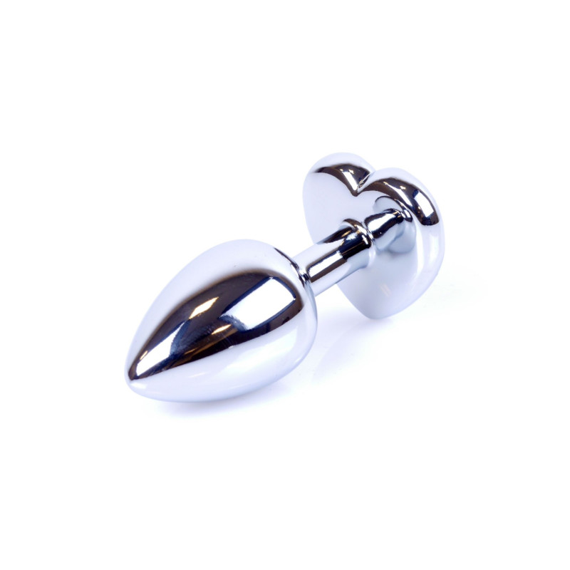Анальная пробка B - Series HeavyFun Heart Jewellery Silver Plug, диаметр 2,7 см, длина 7 см, Clear