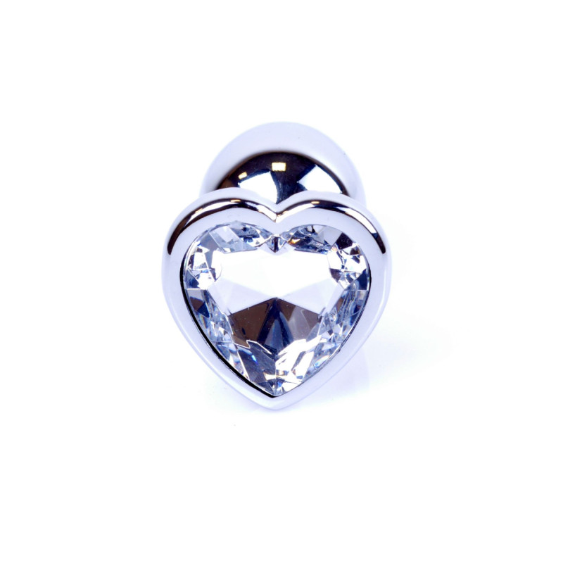 Анальная пробка B - Series HeavyFun Heart Jewellery Silver Plug, диаметр 2,7 см, длина 7 см, Clear