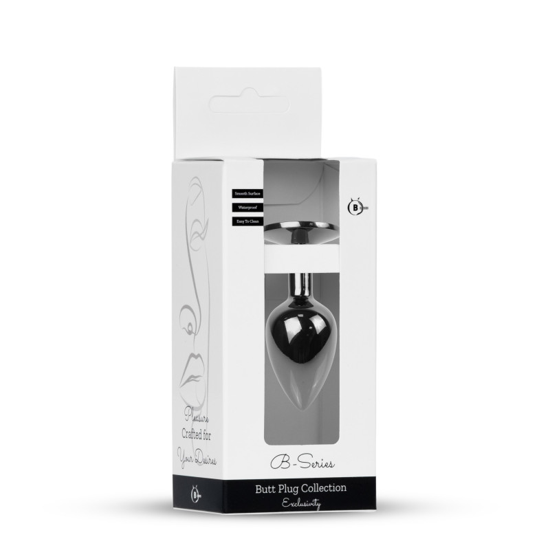 Анальна пробка B - Series HeavyFun Classic Jewellery Dark Silver Plug, діаметр 2,7 см, довжина 7 см, Pink