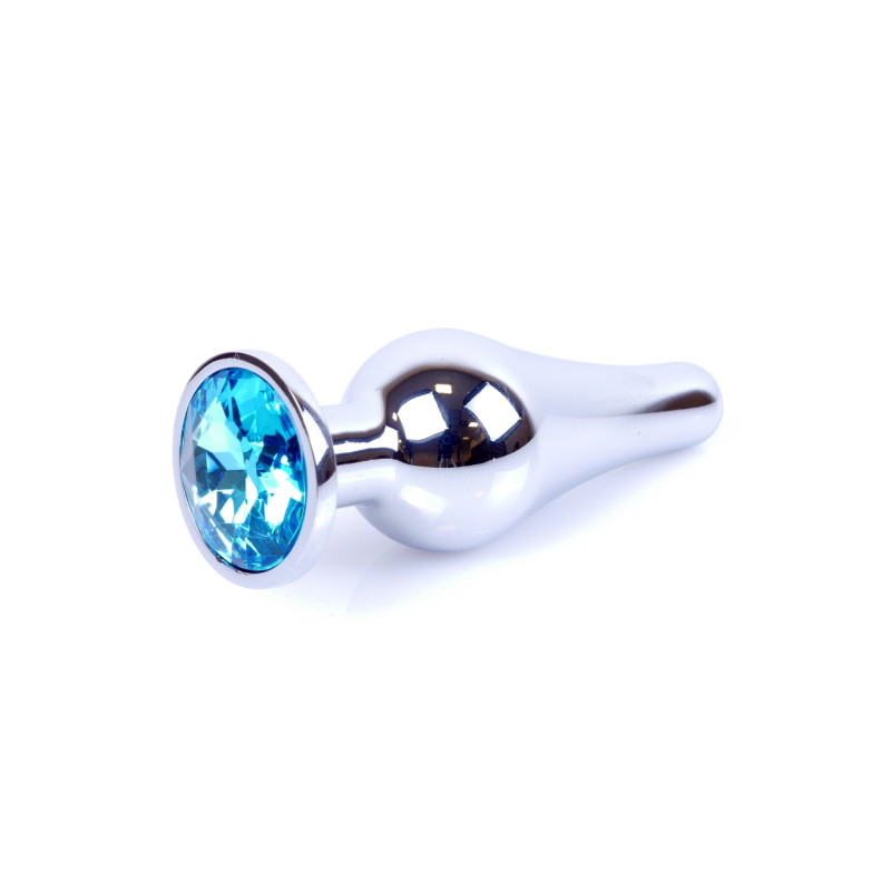 Анальная пробка B - Series HeavyFun Long Jewellery Silver Plug, диаметр 3 см, длина 9,5 см, Blue