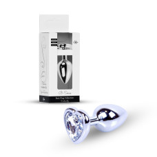 Анальна пробка B - Series HeavyFun Heart Jewellery Silver Plug, діаметр 2,7 см, довжина 7 см, Clear