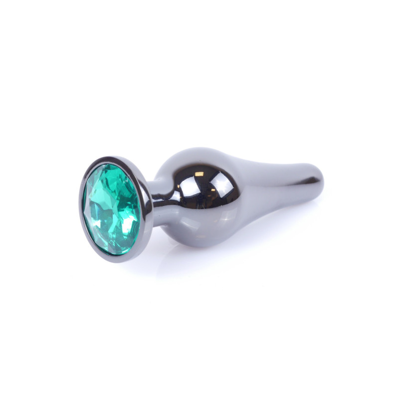 Анальна пробка B - Series HeavyFun Long Jewellery Dark Silver Plug, діаметр 3 см, довжина 9,5 см, Green