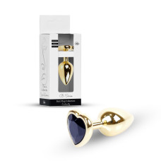 Анальна пробка B - Series HeavyFun Heart Jewellery Gold Plug, діаметр 2,7 см, довжина 7 см, Black
