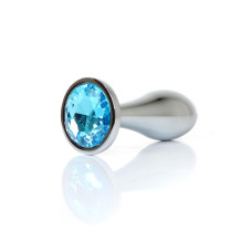 Анальна пробка B - Series HeavyFun Bullet Jewellery Silver Plug, діаметр 3,2 см, довжина 10,5 см, Light Blue
