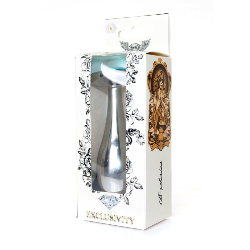 Анальна пробка B - Series HeavyFun Bullet Jewellery Silver Plug, діаметр 3,2 см, довжина 10,5 см, Light Blue
