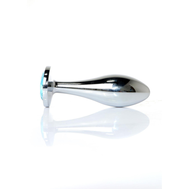 Анальна пробка B - Series HeavyFun Bullet Jewellery Silver Plug, діаметр 3,2 см, довжина 10,5 см, Light Blue