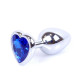 Анальная пробка B - Series HeavyFun Heart Jewellery Silver Plug, диаметр 2,7 см, длина 7 см, Dark Blue