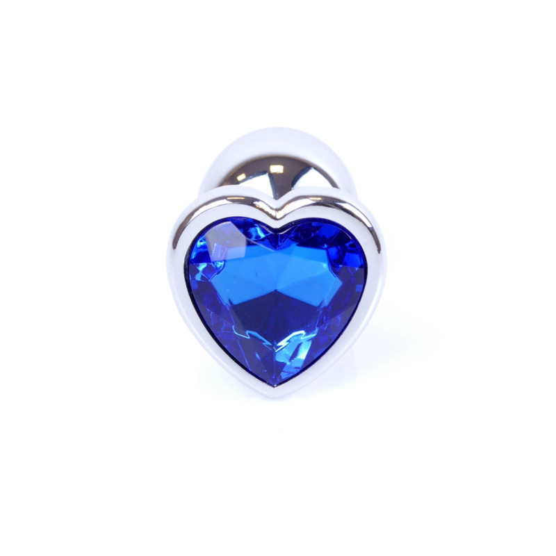 Анальная пробка B - Series HeavyFun Heart Jewellery Silver Plug, диаметр 2,7 см, длина 7 см, Dark Blue