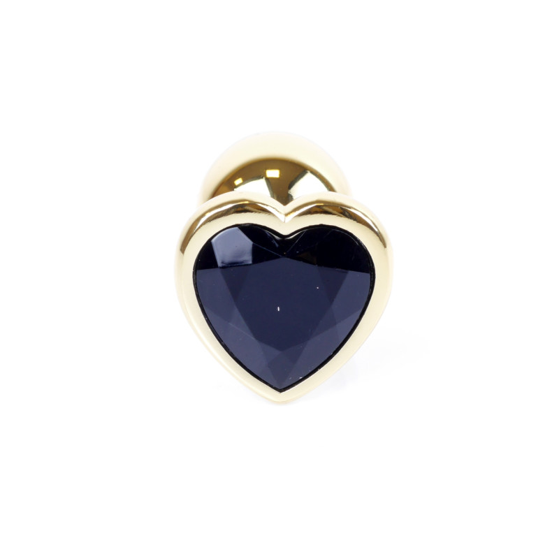 Анальна пробка B - Series HeavyFun Heart Jewellery Gold Plug, діаметр 2,7 см, довжина 7 см, Black
