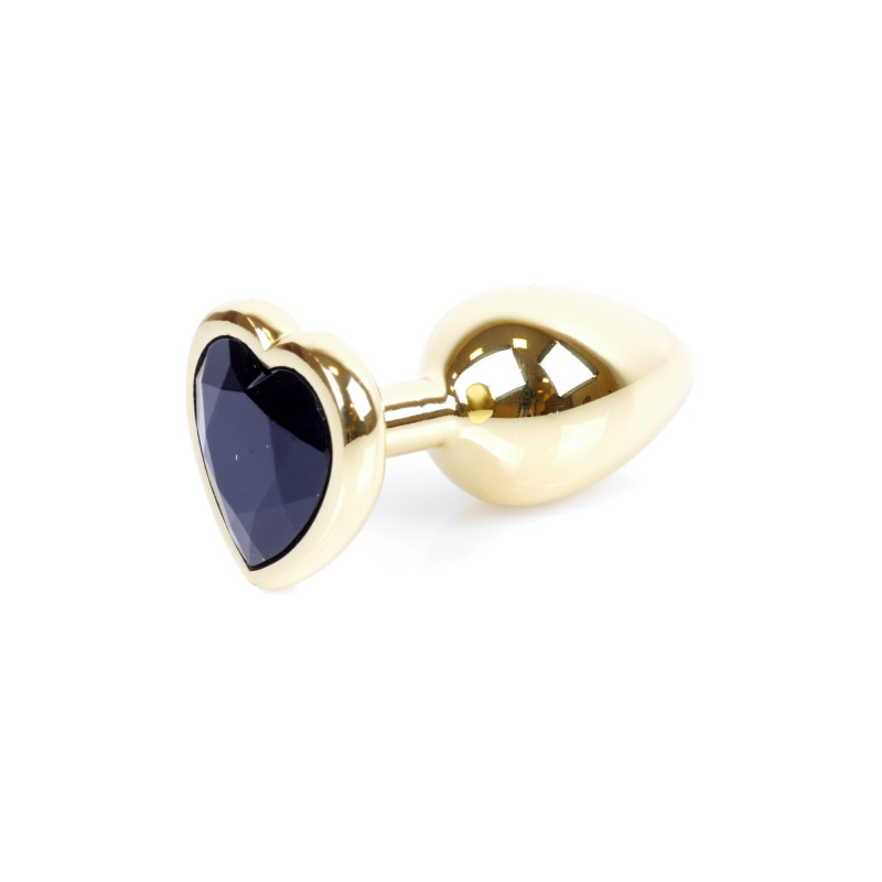 Анальна пробка B - Series HeavyFun Heart Jewellery Gold Plug, діаметр 2,7 см, довжина 7 см, Black