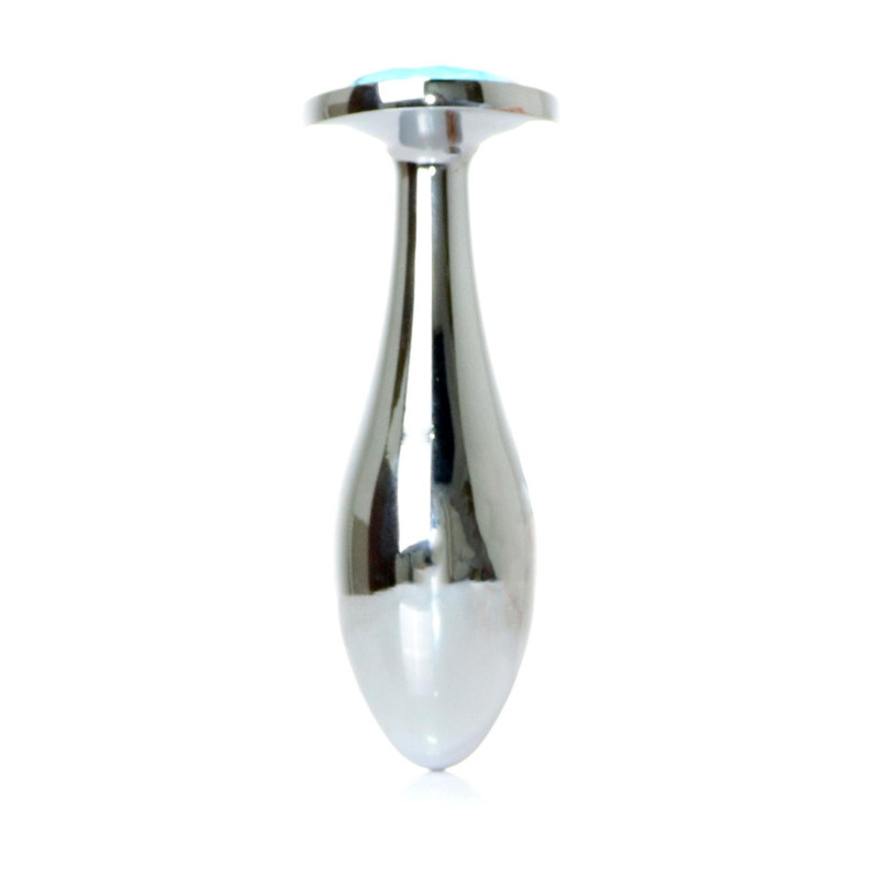 Анальна пробка B - Series HeavyFun Bullet Jewellery Silver Plug, діаметр 3,2 см, довжина 10,5 см, Light Blue