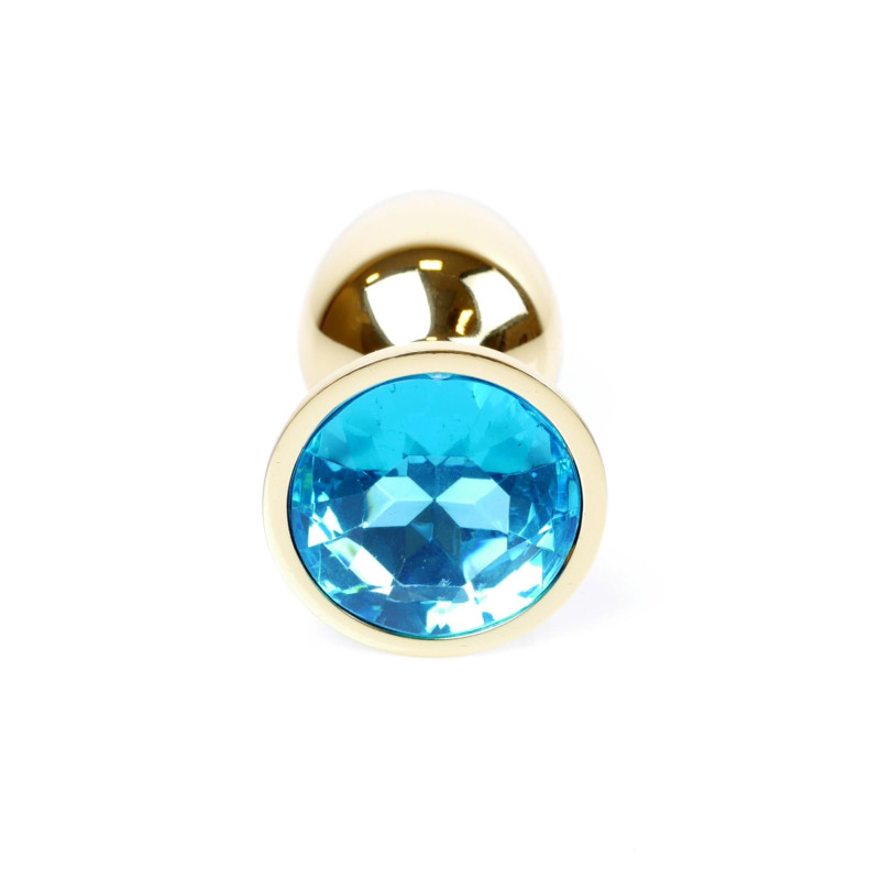 Анальна пробка B - Series HeavyFun Classic Jewellery Gold Plug, діаметр 2,7 см, довжина 7 см, Blue