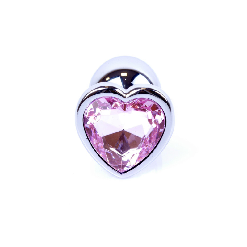 Анальная пробка B - Series HeavyFun Heart Jewellery Silver Plug, диаметр 2,7 см, длина 7 см, Pink