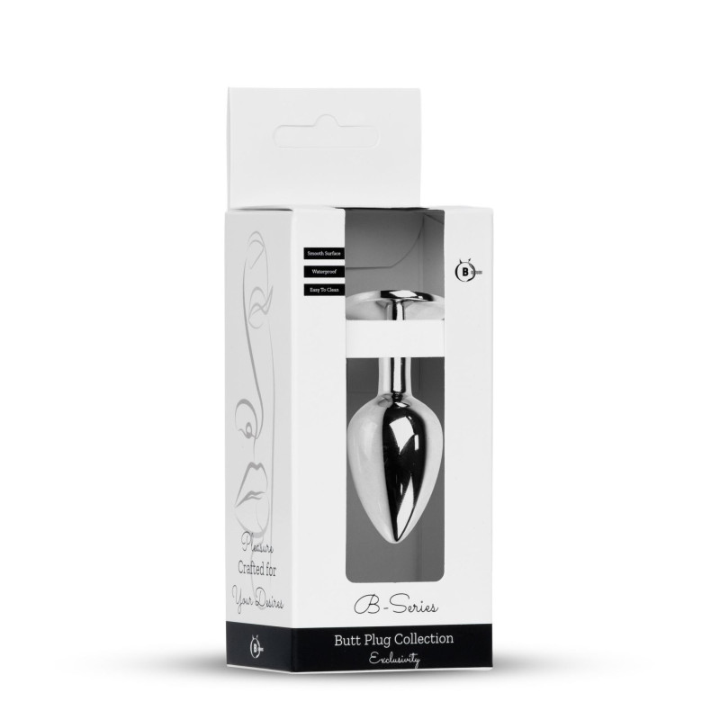 Анальна пробка B - Series HeavyFun Classic Jewellery Silver Plug, діаметр 2,7 см, довжина 7 см, Red