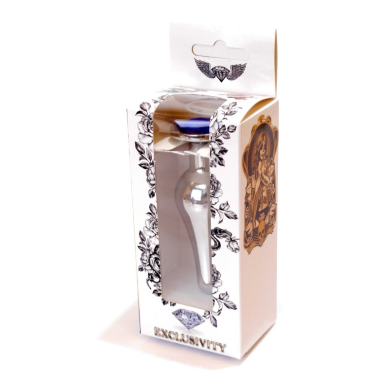 Анальна пробка B - Series HeavyFun Long Jewellery Silver Plug, діаметр 3 см, довжина 9,5 см, Dark Blue