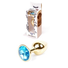 Анальна пробка B - Series HeavyFun Classic Jewellery Gold Plug, діаметр 2,7 см, довжина 7 см, Blue