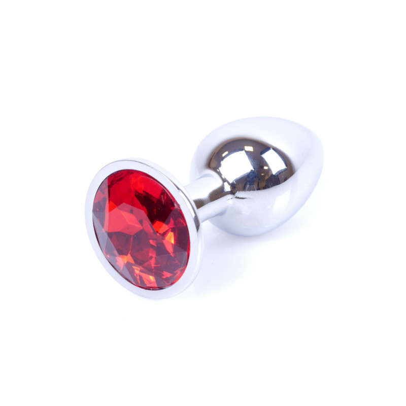 Анальна пробка B - Series HeavyFun Classic Jewellery Silver Plug, діаметр 2,7 см, довжина 7 см, Red