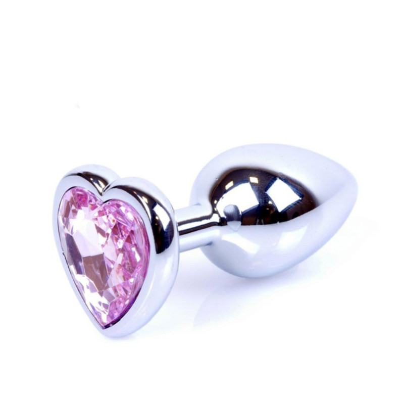 Анальная пробка B - Series HeavyFun Heart Jewellery Silver Plug, диаметр 2,7 см, длина 7 см, Pink