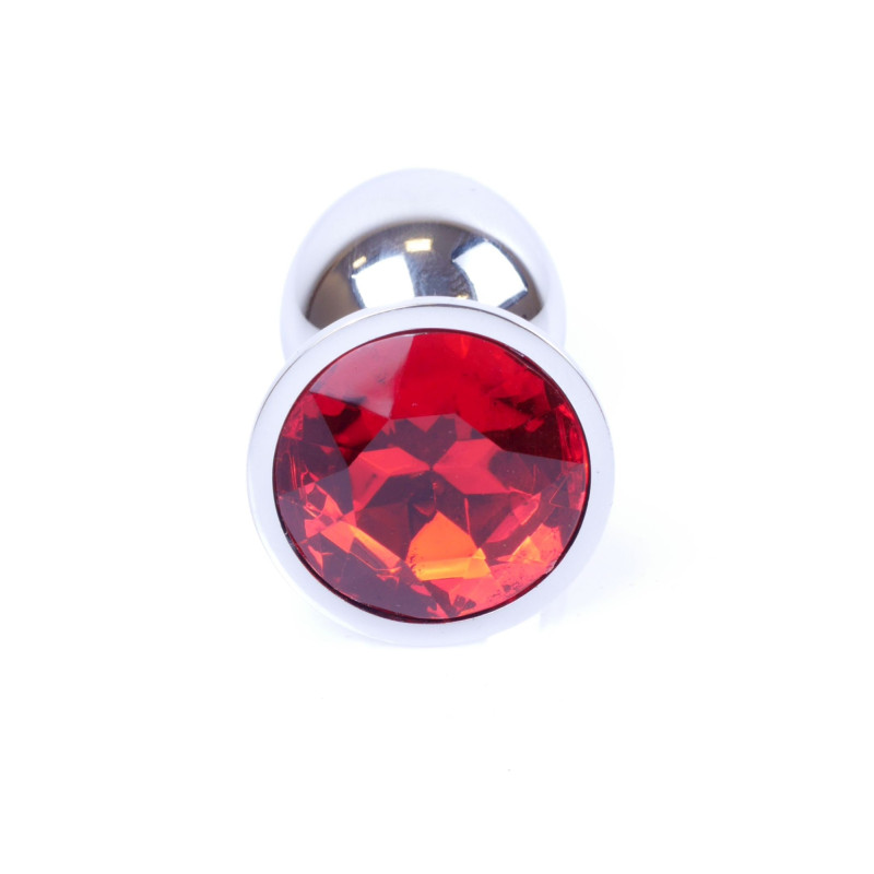 Анальна пробка B - Series HeavyFun Classic Jewellery Silver Plug, діаметр 2,7 см, довжина 7 см, Red