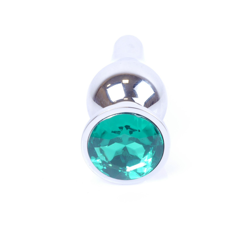 Анальна пробка B - Series HeavyFun Long Jewellery Silver Plug, діаметр 3 см, довжина 9,5 см, Green