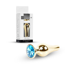 Анальна пробка B - Series HeavyFun Long Jewellery Gold Plug, діаметр 3 см, довжина 9,5 см, Blue