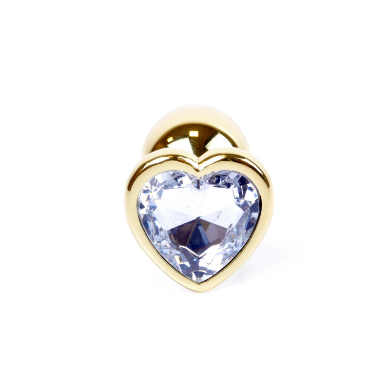 Анальна пробка B - Series HeavyFun Heart Jewellery Gold Plug, діаметр 2,7 см, довжина 7 см, Clear