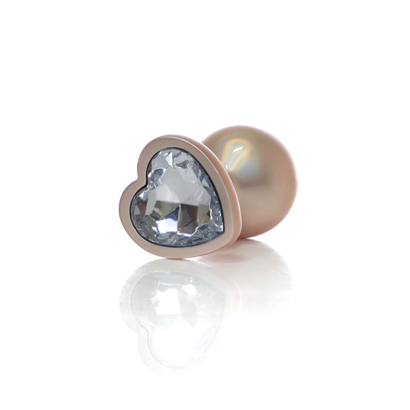 Анальная пробка B - Series HeavyFun Pearl Heart Jewellery Gold Plug Clear M