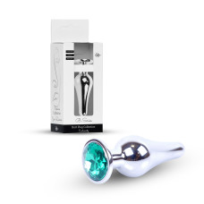Анальная пробка B - Series HeavyFun Long Jewellery Silver Plug, диаметр 3 см, длина 9,5 см, Green