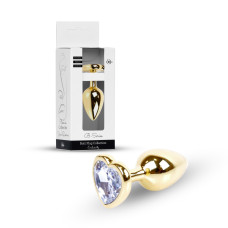 Анальна пробка B - Series HeavyFun Heart Jewellery Gold Plug, діаметр 2,7 см, довжина 7 см, Clear