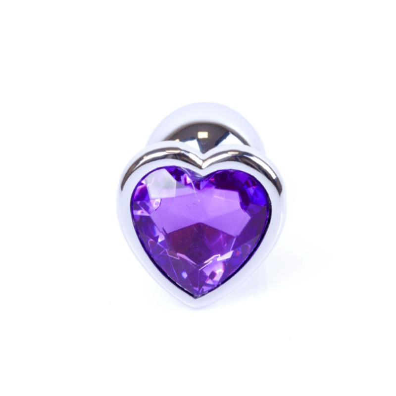 Анальна пробка B - Series HeavyFun Heart Jewellery Silver Plug, діаметр 2,7 см, довжина 7 см, Purple