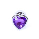 Анальна пробка B - Series HeavyFun Heart Jewellery Silver Plug, діаметр 2,7 см, довжина 7 см, Purple