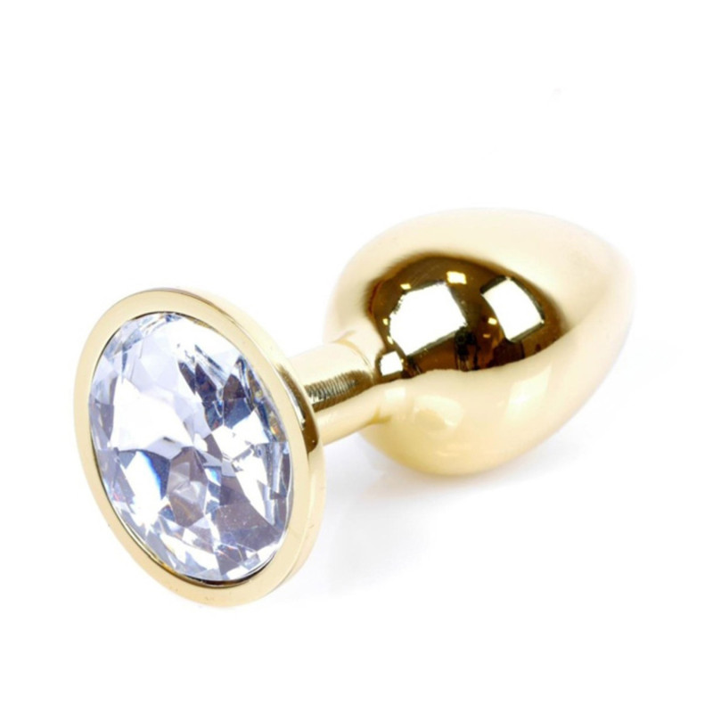 Анальна пробка B - Series HeavyFun Classic Jewellery Gold Plug, діаметр 2,7 см, довжина 7 см, Clear