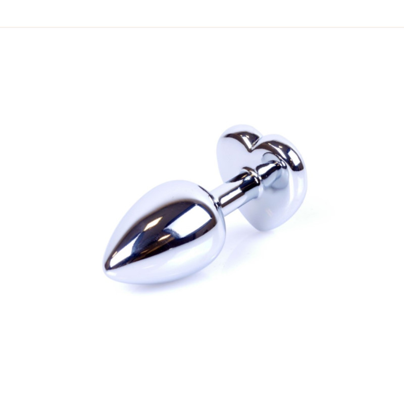Анальна пробка B - Series HeavyFun Heart Jewellery Silver Plug, діаметр 2,7 см, довжина 7 см, Purple