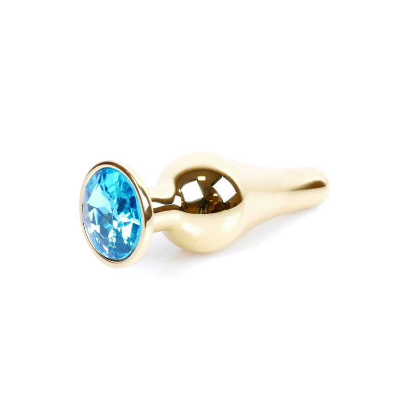 Анальная пробка B – Series HeavyFun Long Jewellery Gold Plug, диаметр 3 см, длина 9,5 см, Blue