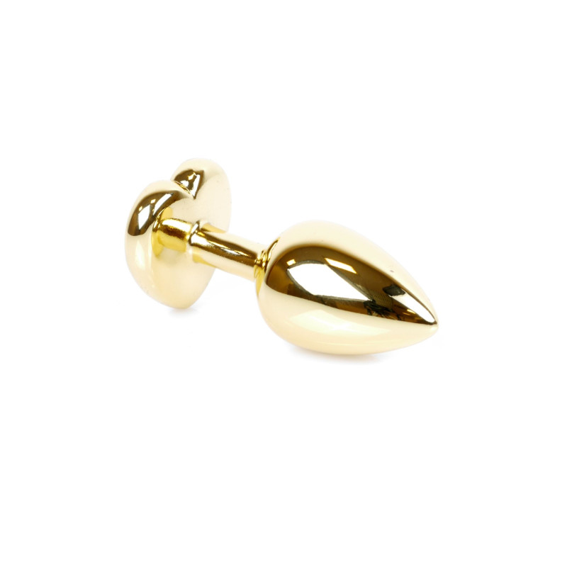 Анальна пробка B - Series HeavyFun Heart Jewellery Gold Plug, діаметр 2,7 см, довжина 7 см, Clear
