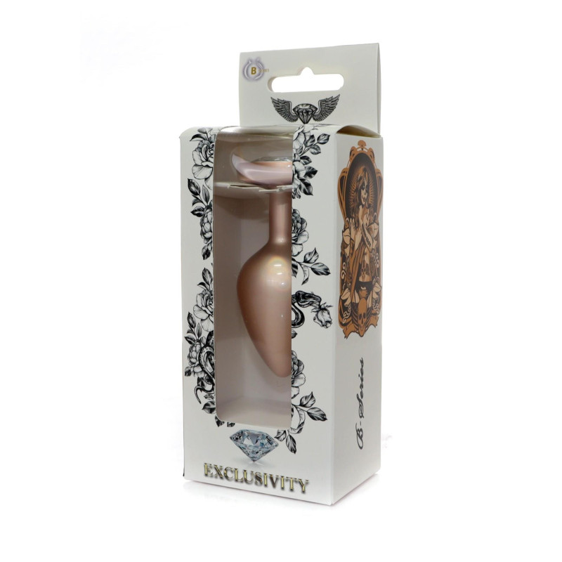 Анальная пробка B - Series HeavyFun Pearl Heart Jewellery Gold Plug Clear M