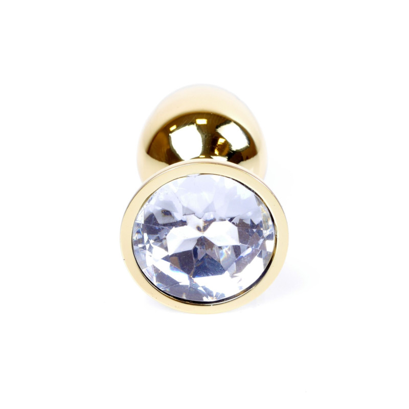 Анальна пробка B - Series HeavyFun Classic Jewellery Gold Plug, діаметр 2,7 см, довжина 7 см, Clear