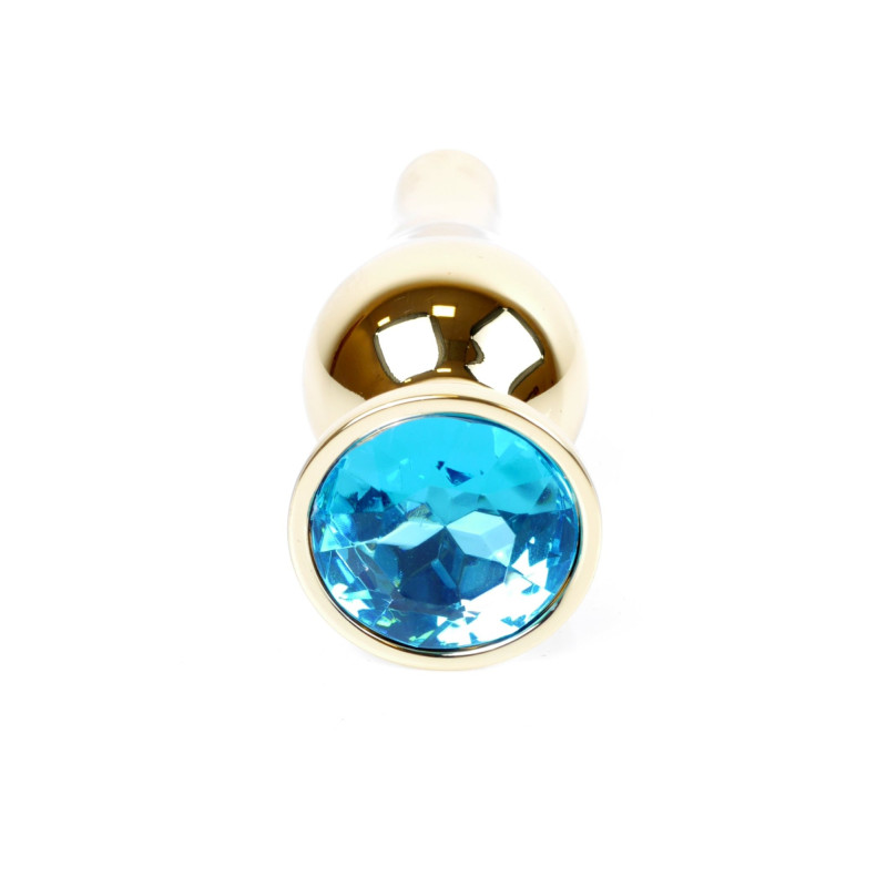 Анальная пробка B – Series HeavyFun Long Jewellery Gold Plug, диаметр 3 см, длина 9,5 см, Blue