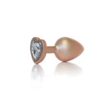 Анальна пробка B - Series HeavyFun Pearl Heart Jewellery Gold Plug Clear M