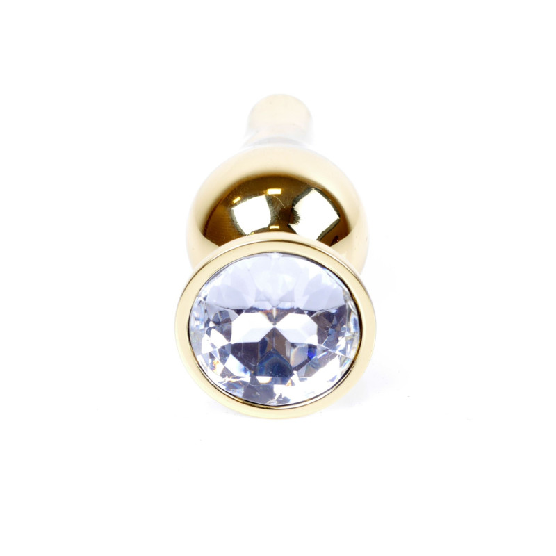 Анальная пробка B - Series HeavyFun Long Jewellery Gold Plug, диаметр 3 см, длина 9,5 см, Clear