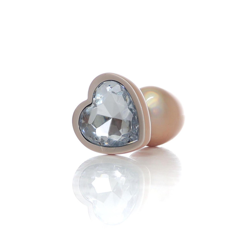 Анальная пробка B - Series HeavyFun Pearl Heart Jewellery Gold Plug Clear S