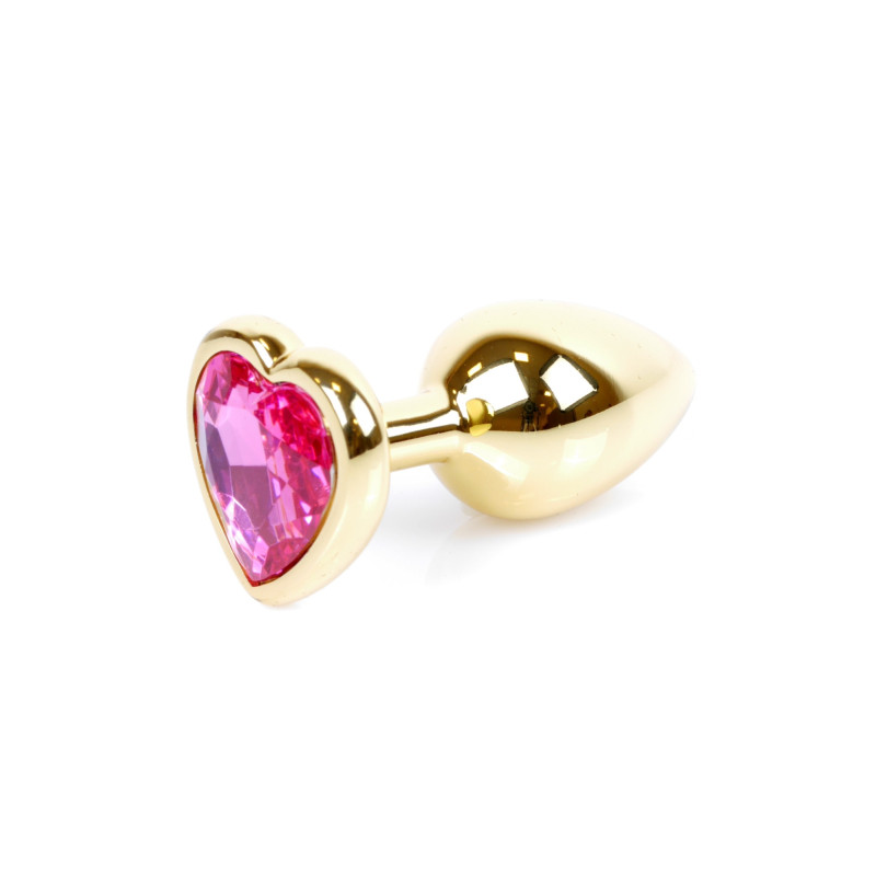 Анальна пробка B - Series HeavyFun Heart Jewellery Gold Plug, діаметр 2,7 см, довжина 7 см, Fuchsia