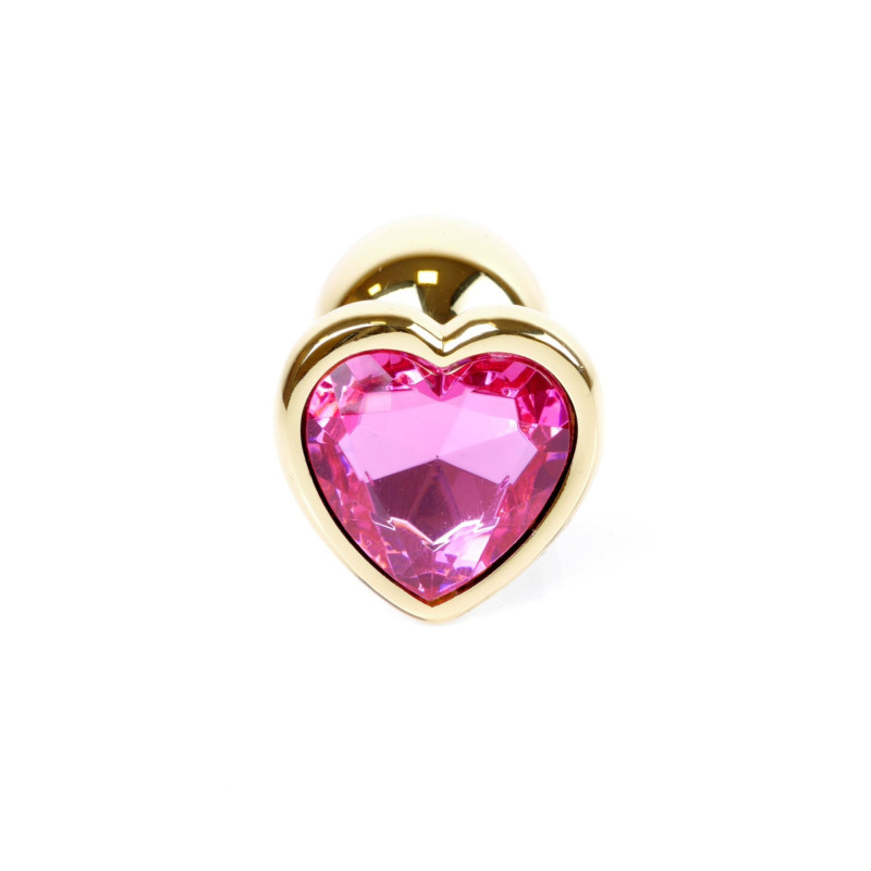 Анальна пробка B - Series HeavyFun Heart Jewellery Gold Plug, діаметр 2,7 см, довжина 7 см, Fuchsia