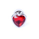 Анальна пробка B - Series HeavyFun Heart Jewellery Silver Plug, діаметр 2,7 см, довжина 7 см, Red